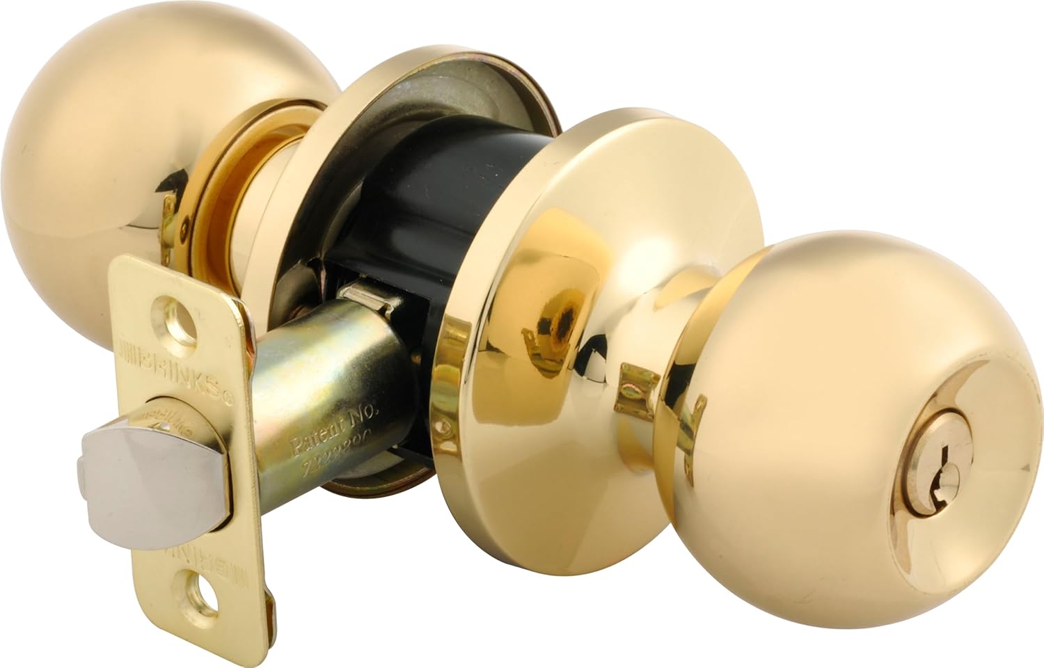 BRINKS Ball Keyed Entry Door Knob, Polished Brass Blends Seamlessly