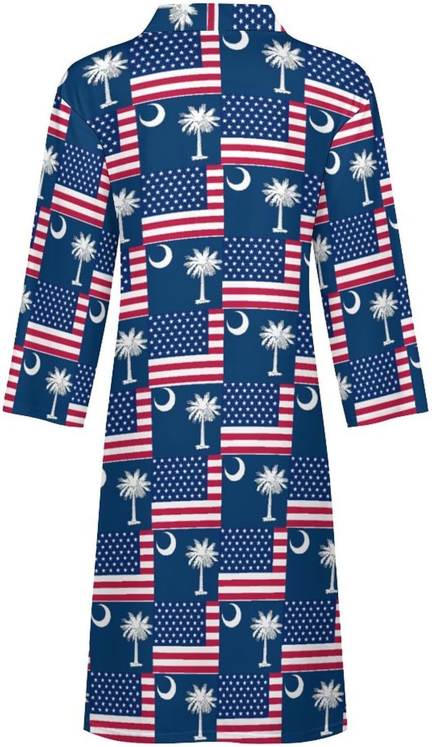 Flag of Usa And South Carolina Mens Robe Long Bathrobe for Women Bath Robes Lightweight Soft Printed Sleepwear