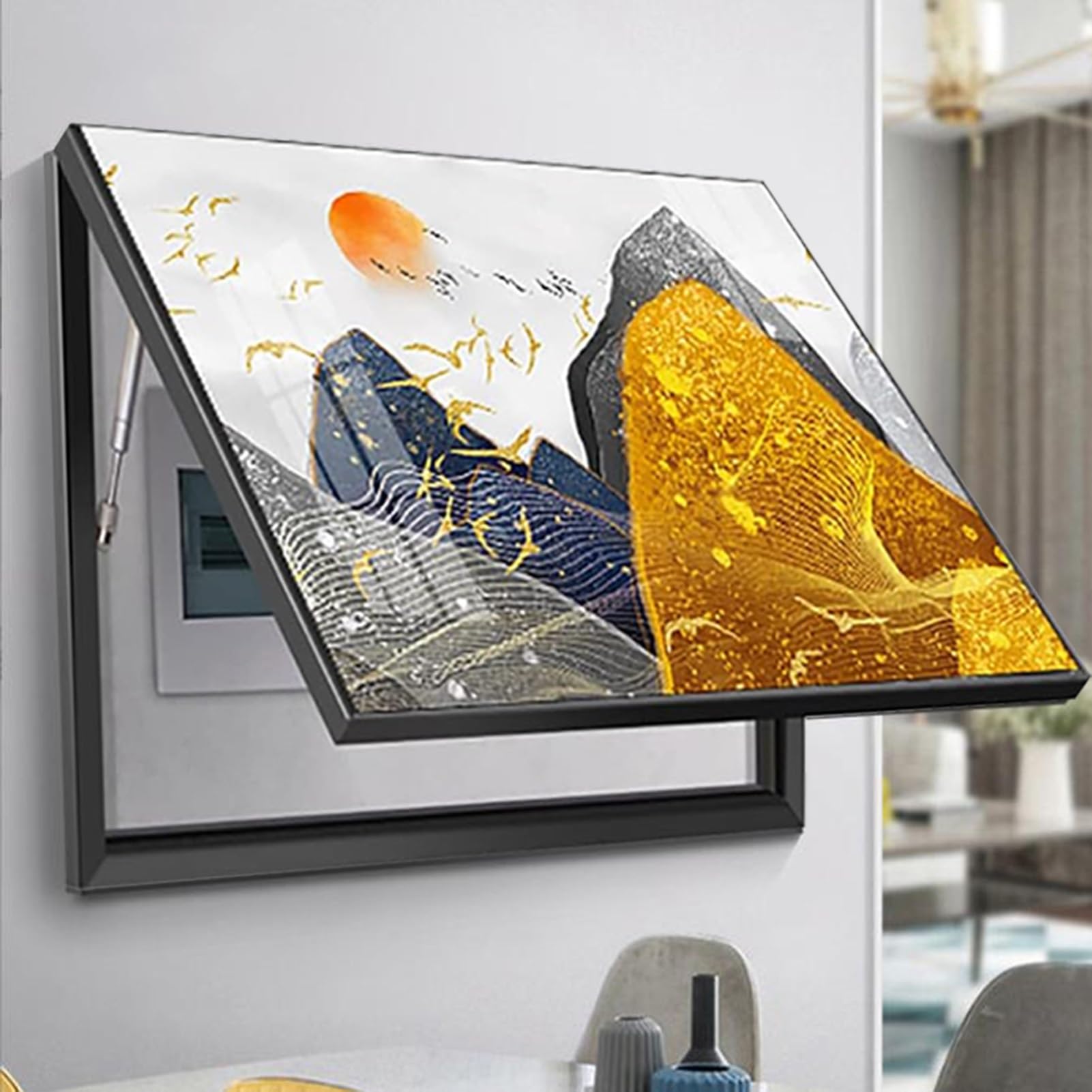 Couverture murale pour boîtes électriques pour un salon et un bureau design sans imperfections
