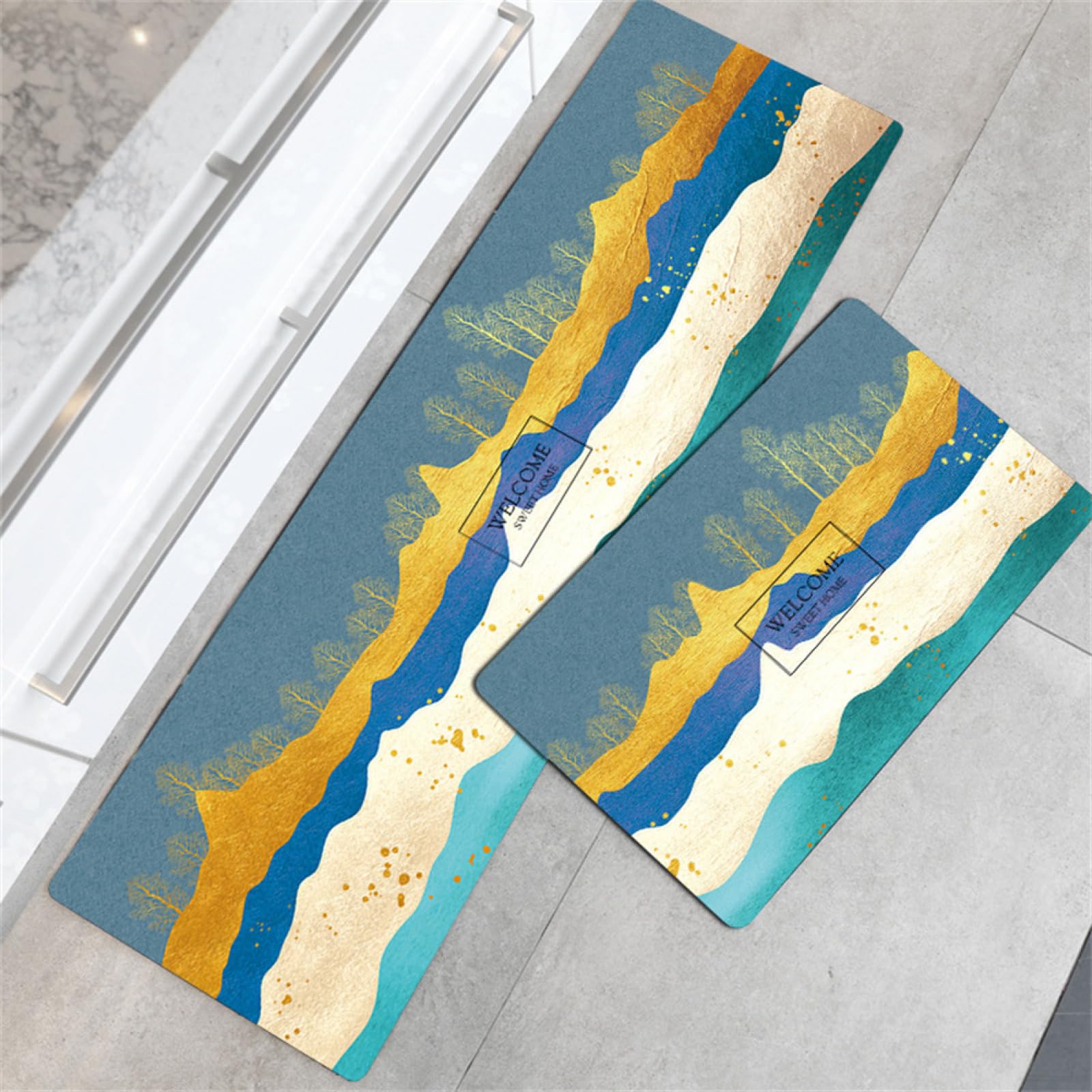 Tapis de cuisine antidérapant et lavable tapis de sol cuisine lot de 2 Road