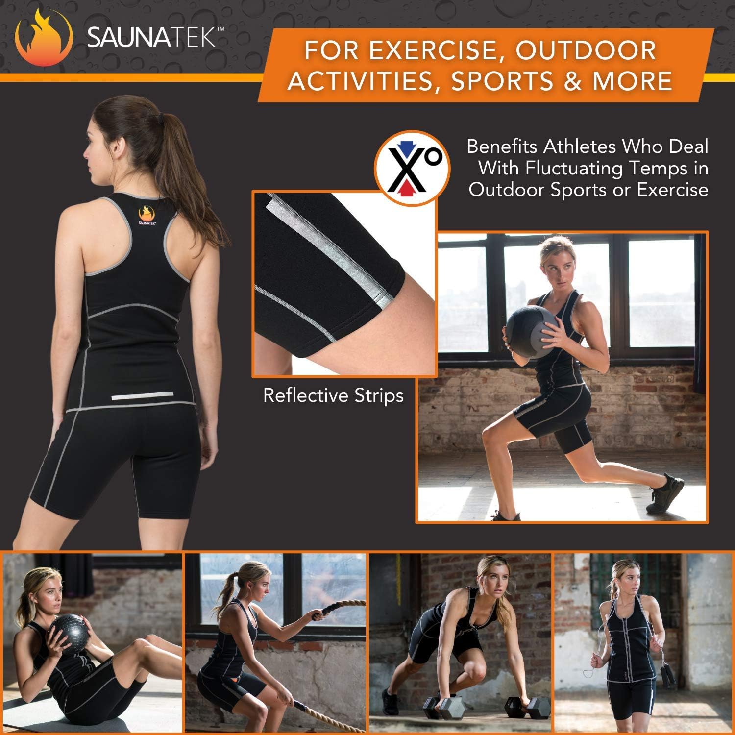 SaunaTek Women's Sauna Sweat Suit Shorts for Exercise and Heat Training, Neoprene, Small : Sports & Outdoors