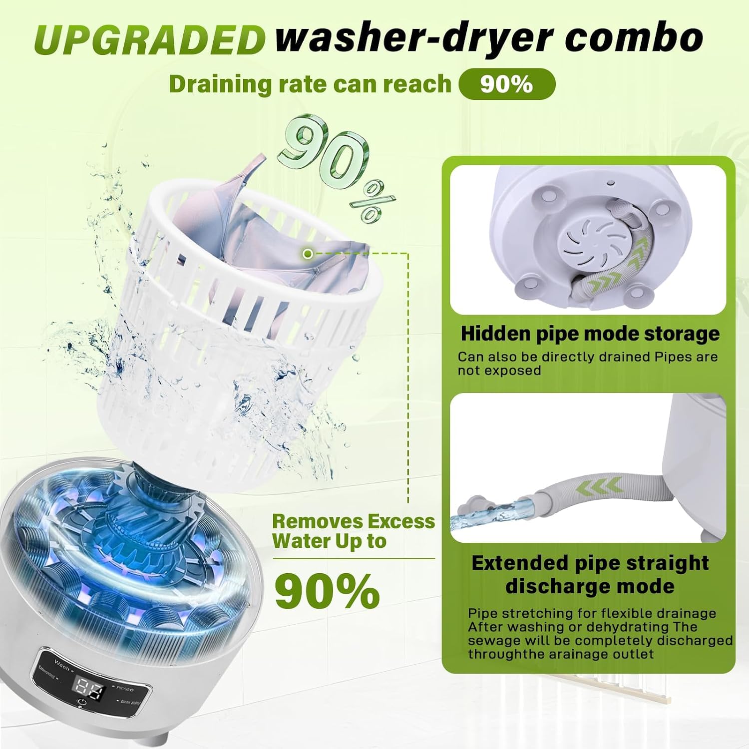 Portable Mini Washing Machine,4L Large Capacity Underwear Washer with Blue Light & Dehydration,Deep Clean Small Clothes,Semi‑Automatic Mini Washer for Family,Hotel,Camping