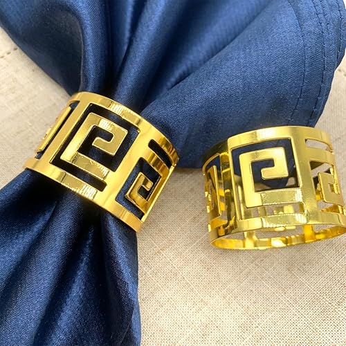 Miniatura 6 de JUMAIPRO Paquete de 20 servilleteros dorados, juego de servilleteros de metal huecos, servilleteros dorados, decoraciones de mesa, hebillas de