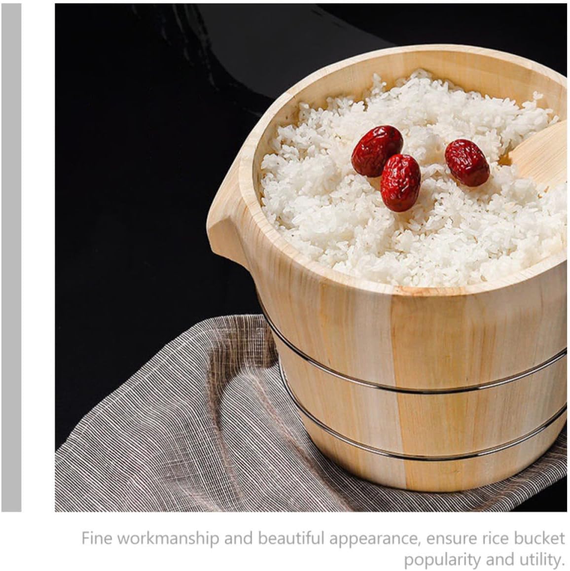 Wooden Rice Bucket with Lid for Evenly Cooked Rice