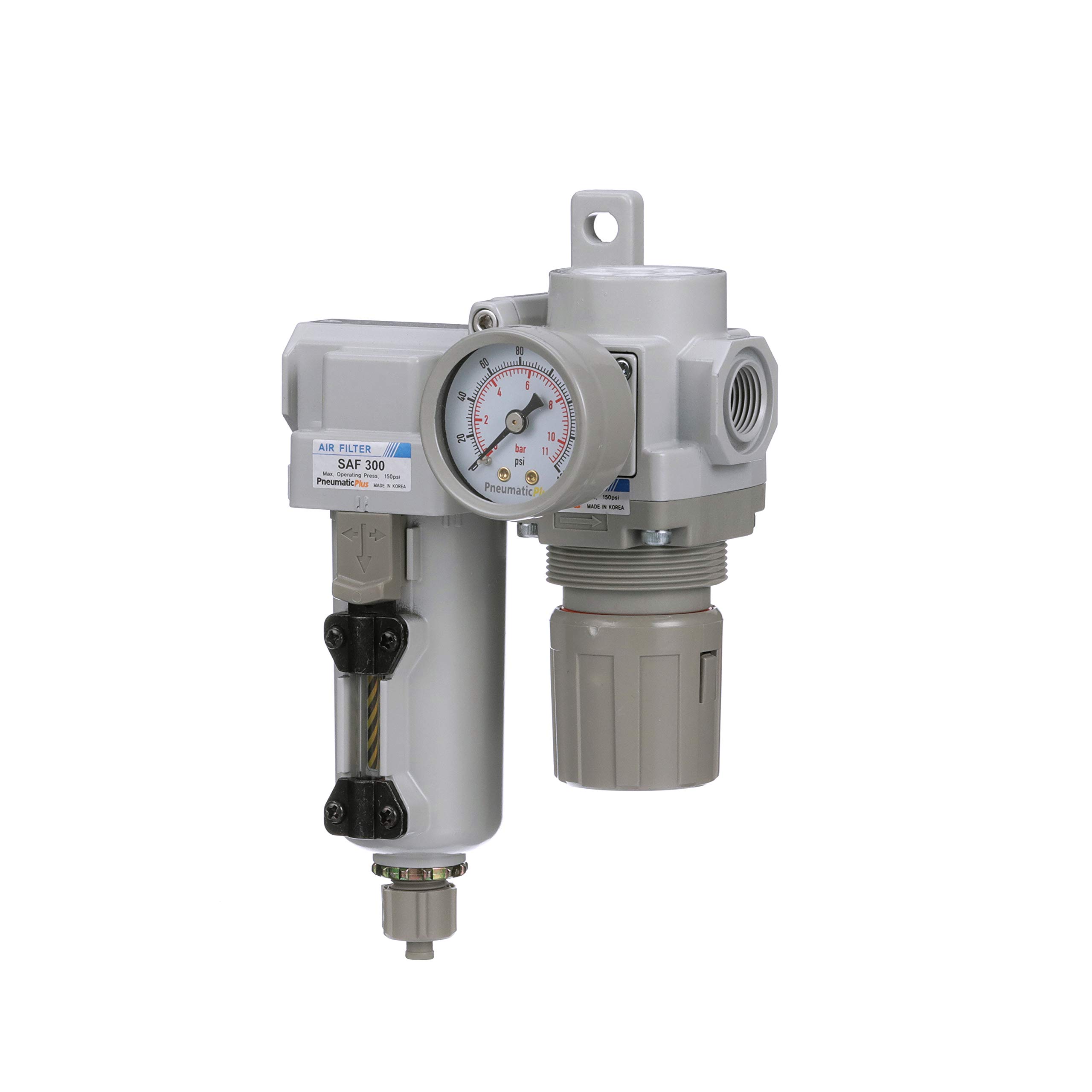 Pneumaticplus sau320-n03g-mep regolatore filtro aria compressa Combo 3/20,3 cm NPT – Ciotola di metallo, manuale di scarico, staffa, manometro