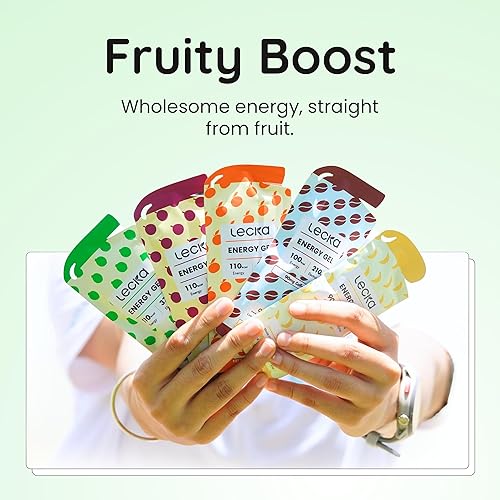 Miniatura 3 de Lecka Gel energético, 12 geles  para ejercicio de resistencia, fabricado con frutas reales y semillas de albahaca, proporciona energía natural y
