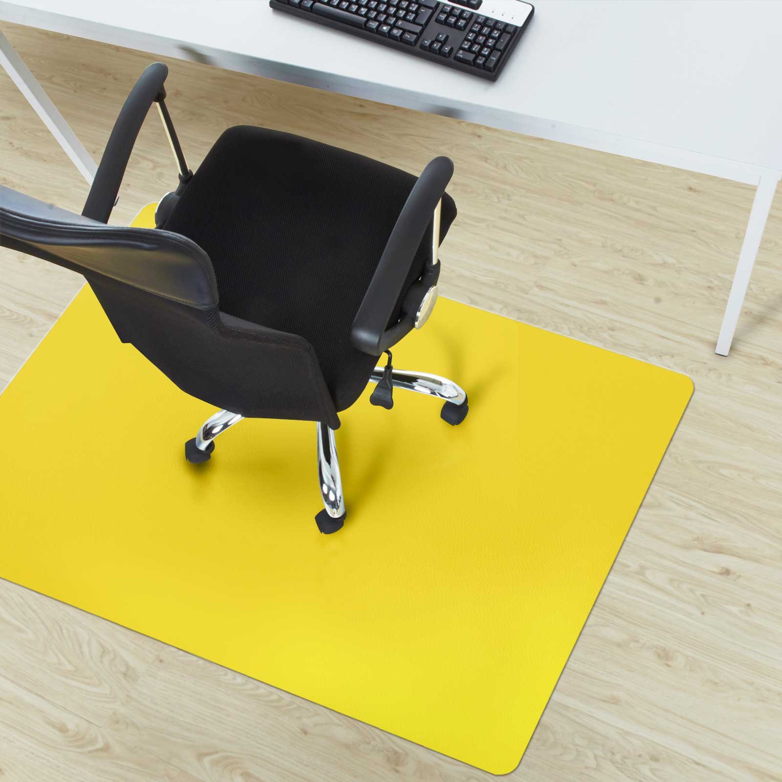 Floordirekt Yellow Floor Protection Mat For Hard Floors - Coloured Office Chair Underlay Floor Mat Chair Pad Made Of Polypropylene - Thickness: 1.9 Mm (, 114 X 150 Cm)