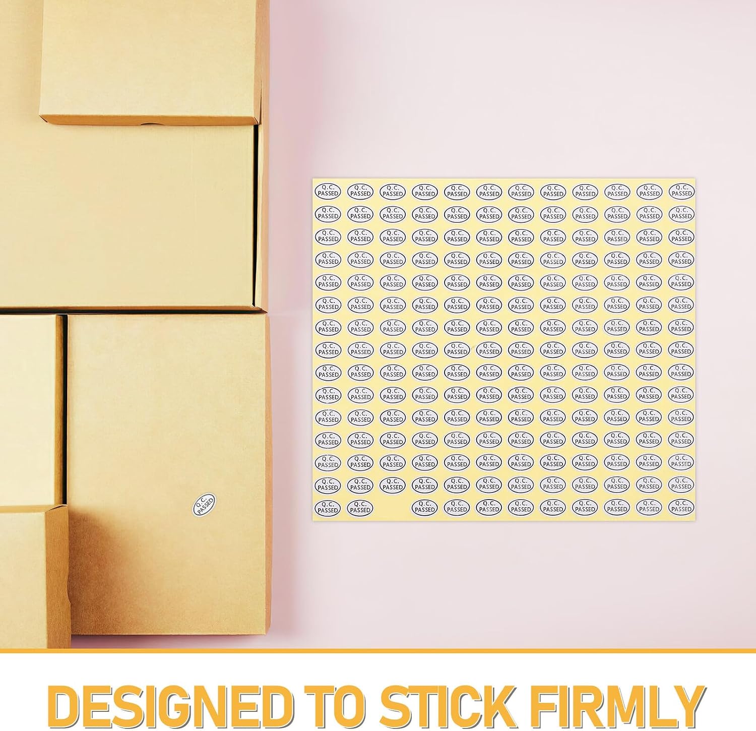 MAGICLULU 6pcs Qc Passed Self-Adhesive Inspection Labels Stickers 9x13mm White Oval Stickers for Quality Control on Boxes, Papers, Bottles, and Smooth Industrial Surfaces, 2700 Labels Per