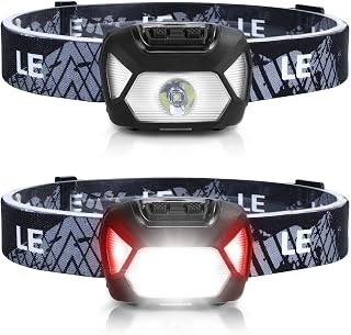 Lepro 2 Pack Super Bright LED Headlamps, 1300 Lux 400FT Beam, 6 Modes, IPX4 Waterproof, Lightweight for Running Camping Kids Adults