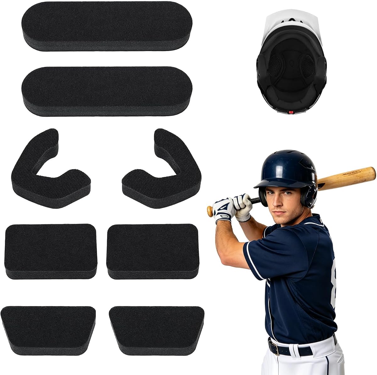 Universal Helmet Padding Fit Kit - Soft Foam Padding Inserts for Baseball Softball Players All Easton Batting Catchers Helmets 0.79 inch Thickened