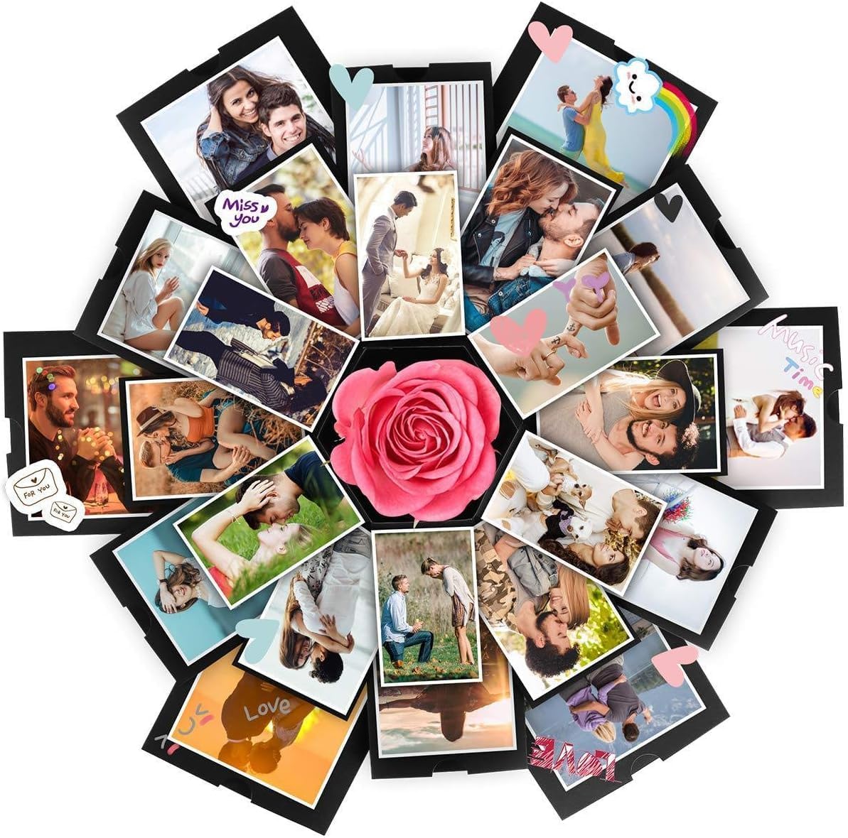Surprise Explosion Gift Box, Hexagon 5 Layer 6 Sided Innovative DIY Photo Album Paper Birthday Gift Photo Album Memory Scrapbook, Wedding Box