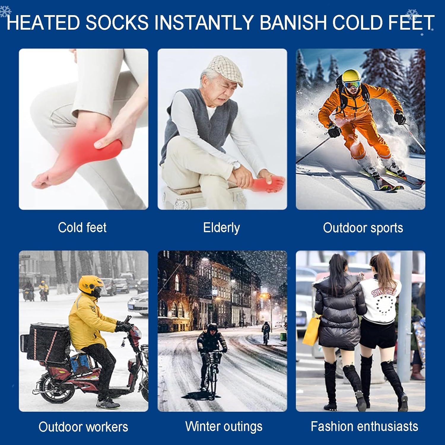 Heated Socks for Men Women, with Rechargeable Battery, Electric Heated Socks, 3 Heating Levels, Washable Winter Foot Warmer for Outdoor Camping Skiing Hunting Hiking