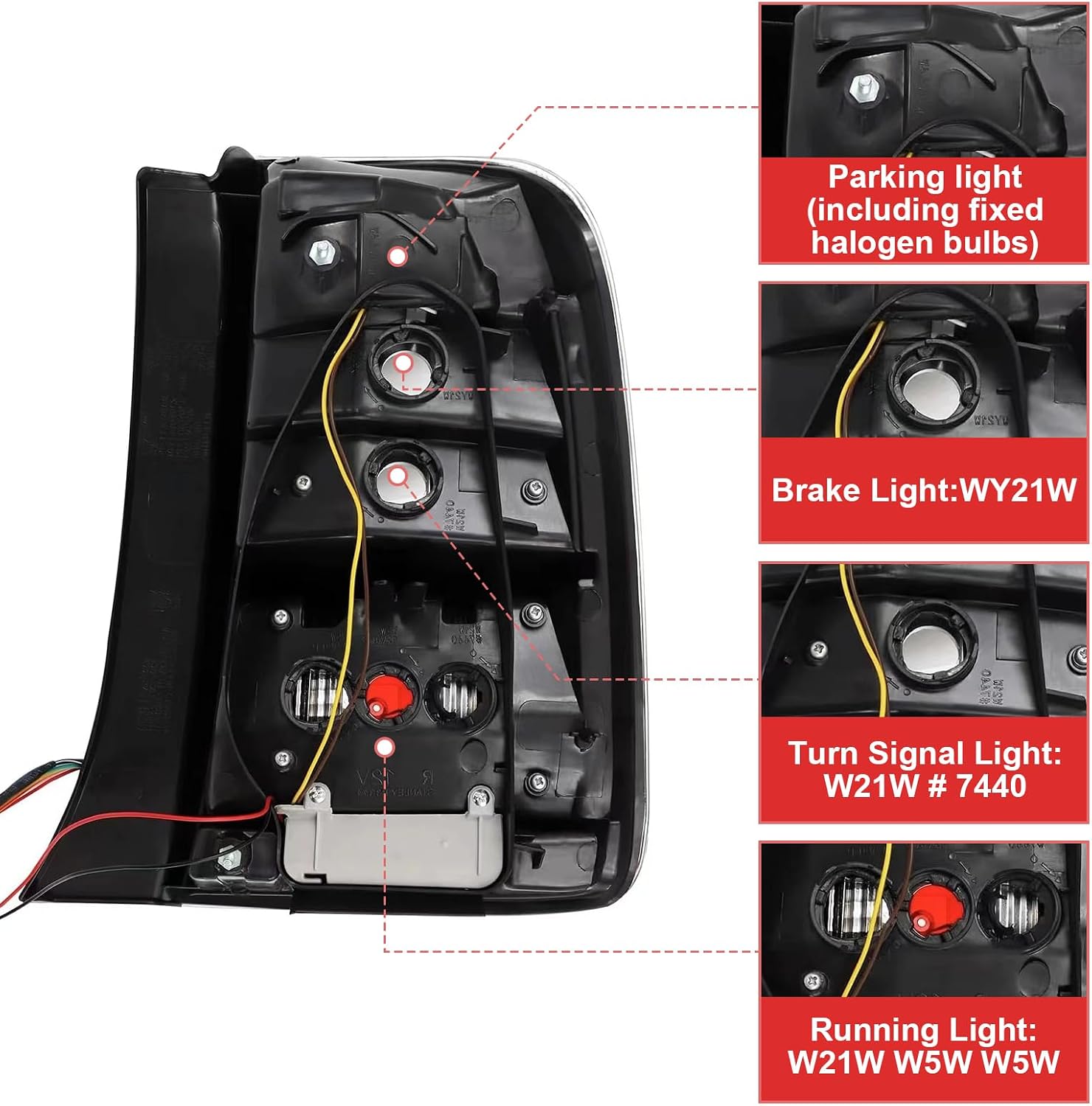 PIAOYUE- For 2004 2005 2006 2007 2008 2009 Toyota Prius Hatchback Tail Lights Left Dirver Side Replacement Black Housing Clear Lens