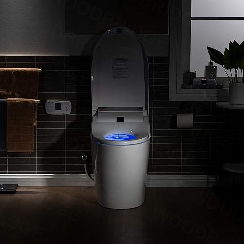 Miniatura 4 de WOODBRIDGE B0960S Auto Flush, Auto Open & Auto Close, 1.28 GPF Inodoro de descarga simple con asiento inteligente de bidé inteligente y control