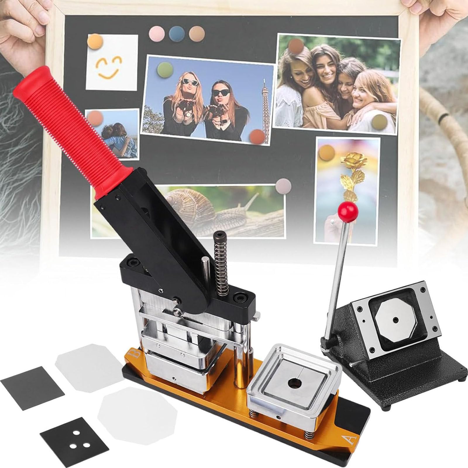 JKJZSALJ Badge Maker Machine,Photo Magnet Machine,Diy Fridge Magnets Pin Maker Machine,50 * 50Mm Button Badge Maker,Photo Magnet Machine Used To Decorate Refrigerators,Any Iron Fu