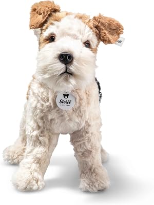 Steiff Foxy Foxterrier 32cm bunt, Süßes Stofftier mit Kunststoffaugen, aus kuschelweichem Plüsch, Plüschtier für Kinder, Jungen & Mädchen, waschmaschinenfest