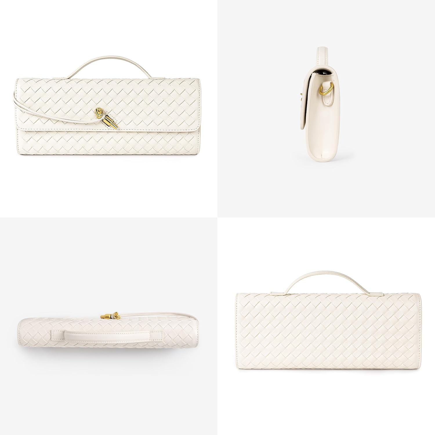 Joryin Woven Purse for Women Evening Clutch Woven Leather Handbags Crossbody Bag Purse Formal Evening Bag, Vegan Leather - Image 3