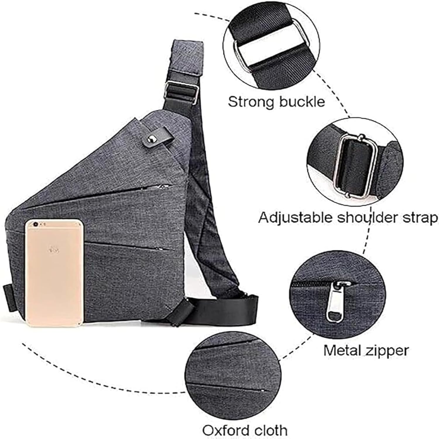 Anti-Theft Bag, Women's Theft-Proof Shoulder Bag, Men's Handbag, Anti-Theft Travel Bag, Nylon Chest Bag for Men and Women, Lightweight, Simple and with Large Frame image 4