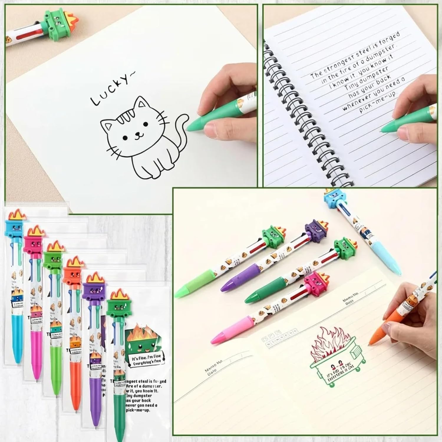 Kosiz Funny Dumpster Accessories Office Desk Gifts, Valentines Multicolor Fire Ballpoint Pens & Encouraging Bookmarks Response Team Employee Appreciation Gift Bulk for Coworker Teacher(60) - Image 4
