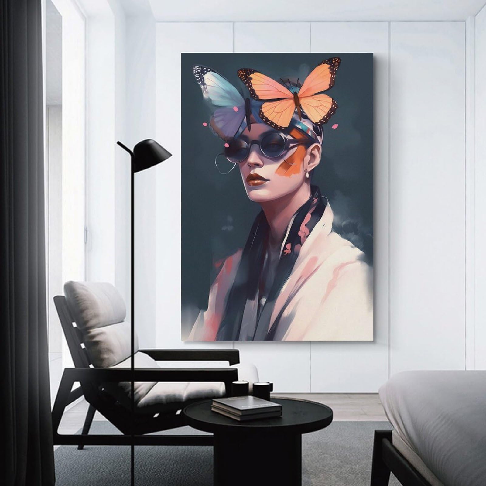 Junmoney Butterfly Hip Wall Art Print, 24x36inch(60x90cm), for Study, Office Or Focused Interiors, Home Office Artwork with Decorative Appeal
