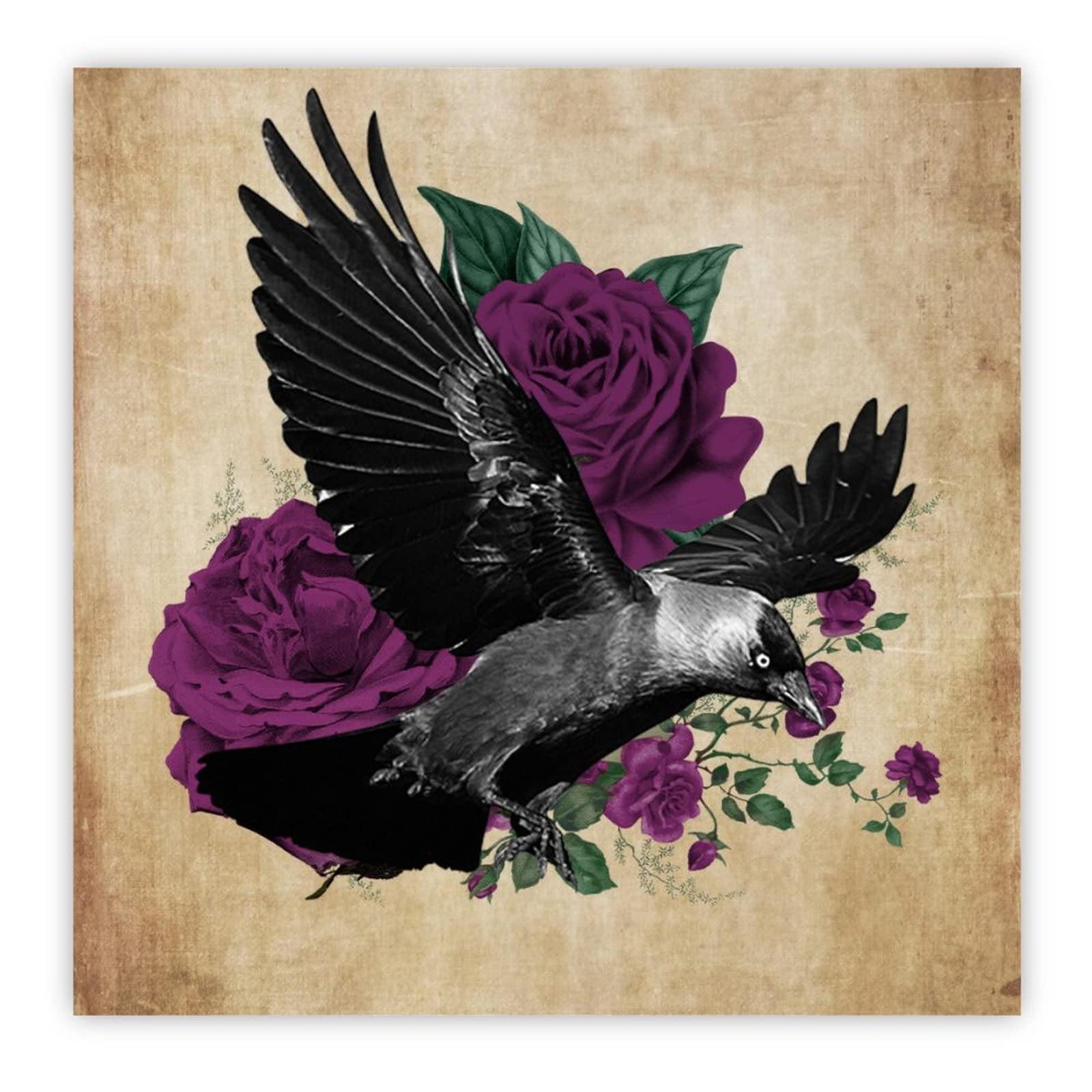 Panneau en bois Raven on Skull pour Halloween et déco murale gothique chic