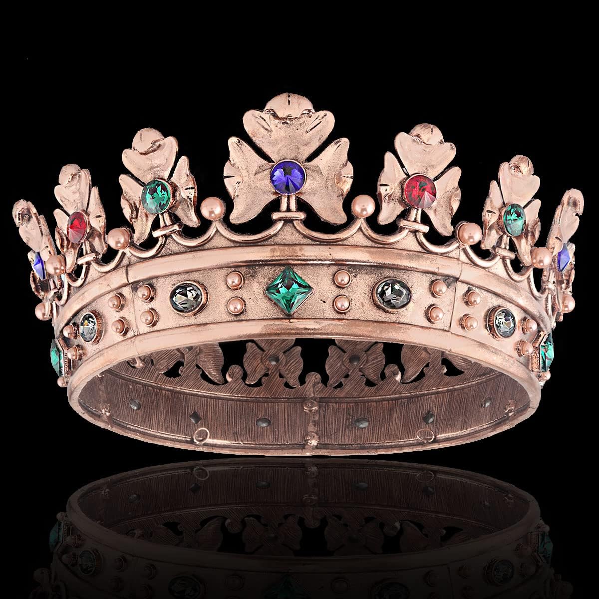 Baroque Royal Crown Men's Metal Prince Hair Crown Full Circle Birthday Party Hair Accessories For Halloween Costume Party Prom Pageant