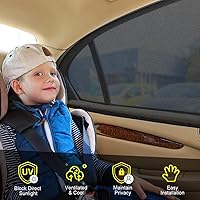 Vista 2 de Persianas de ventana de automóvil para bebé, paquete de 2 parasoles de automóvil para bebés, niños, adultos, mascotas, cubiertas de malla
