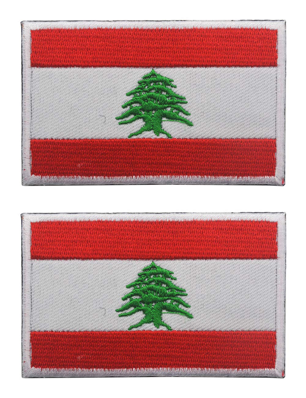 2 PCS AliPlus Lebanon Flag Patch Embroidery Tactical Military Patch Hook and Loop for Backpacks Caps Hats Jackets