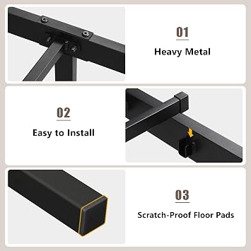 Feonase Single Bed Frame 3ft with Headboard & Footboard, Single Metal Bed Frame with Heavy Duty Metal Slat Support, Ample Under-bed Storage, Easy Assembly, Black