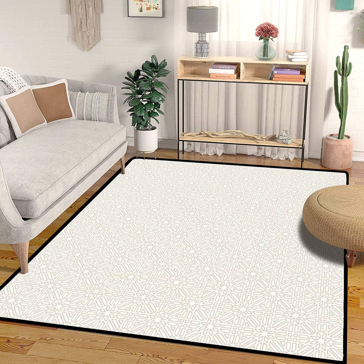 Area Rugs Seamless pattern based on Japanese ornament Kumiko stock illustration Living Carpets Traditional, Non-Slip Floor Mats, Bedroom, Living Room Decorative Soft Indoor Modern (63''x94'')