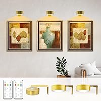Vista 1 de Battery Picture Light 3Pack Gold,Wireless Painting Light with Remote,3 Lighting&Dimmable,Wall Art for Painting Accent Light &Timer for Pictures