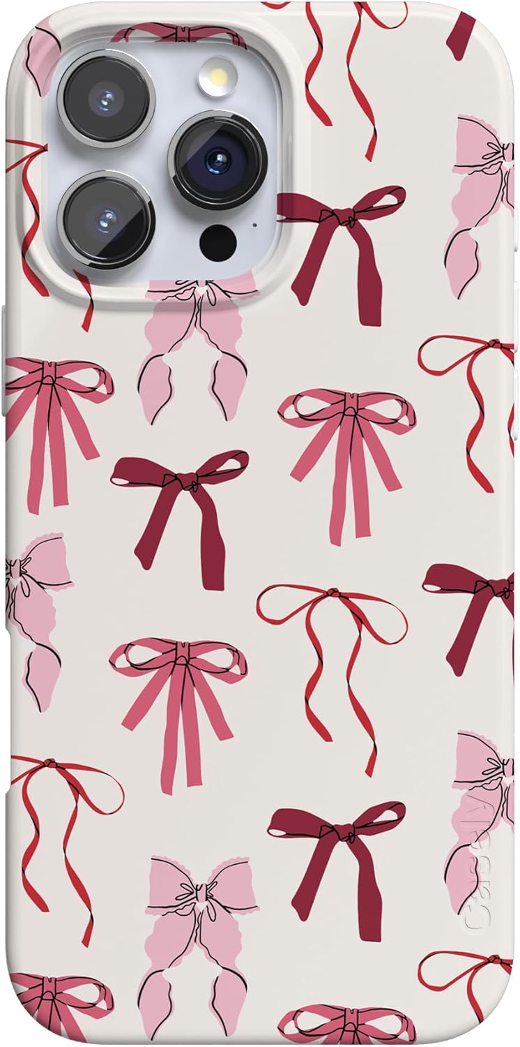 Casely iPhone 16 Pro Case | Lover Girlie | Pink Bows | Compatible with MagSafe | Classic Ultra Slim Design