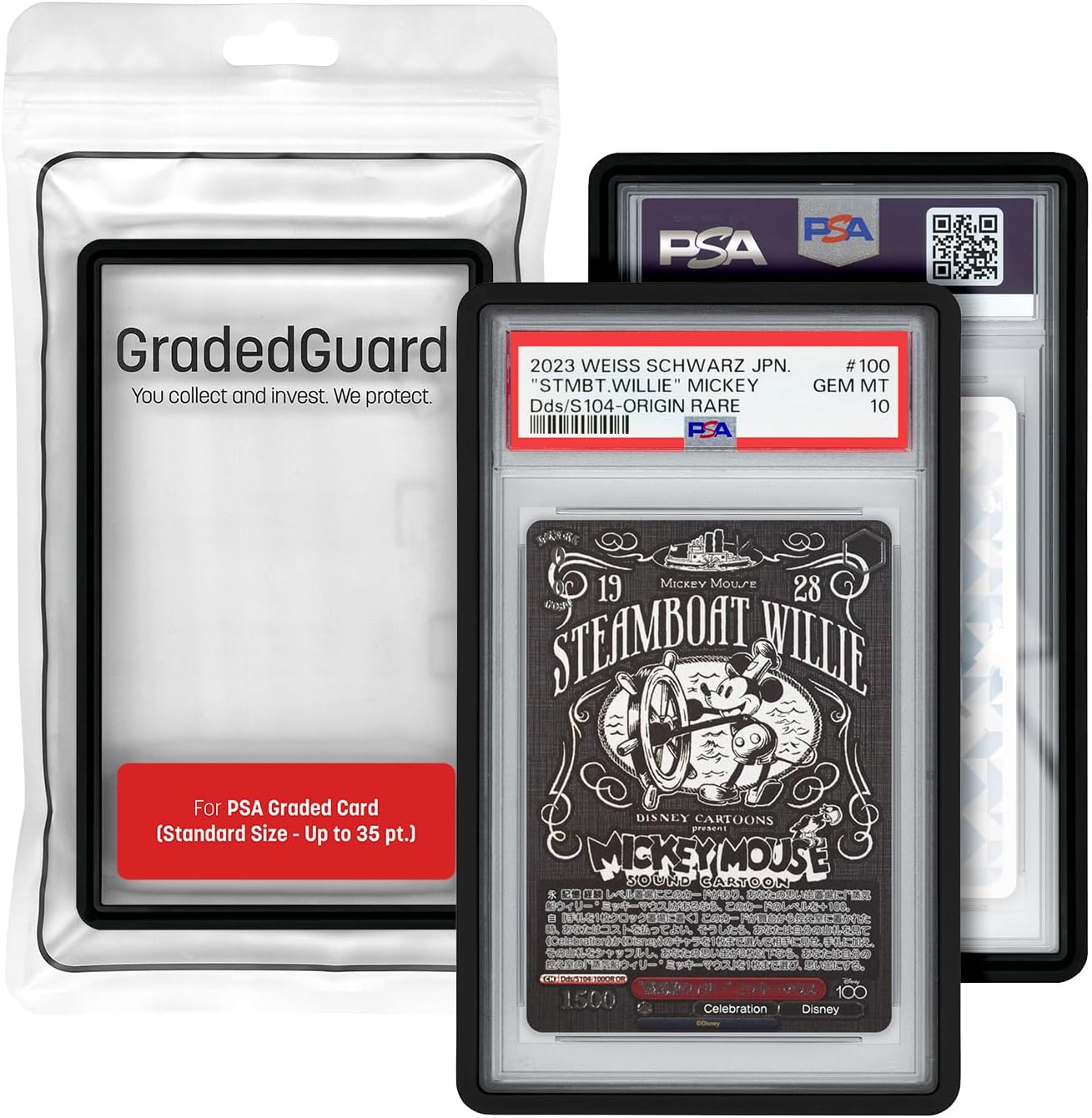 GradedGuard Graded Card Guard Case for Standard PSA Slab Case | Multiple Colors | Soft Touch Matte Finish | Stackable | Made to Fit PSA | Solid TPU and PC Design. (Black)