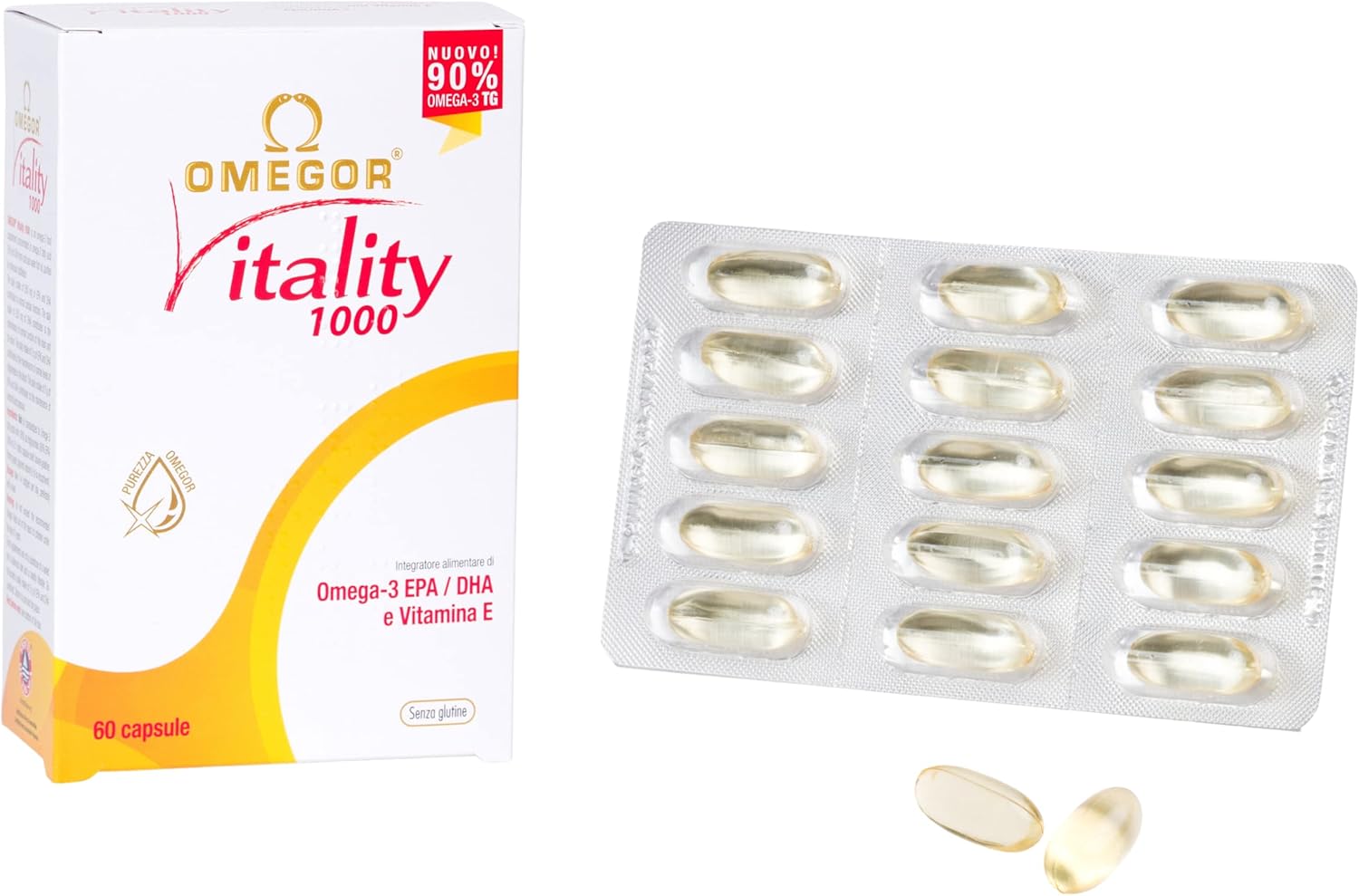 OMEGOR Omega 3 1000mg Fish Oil Capsules IFOS Certified Vitality 1000 DHA EPA Omega3 Supplement - No Fishy Aftertaste, Non-GMO (90 Softgels)