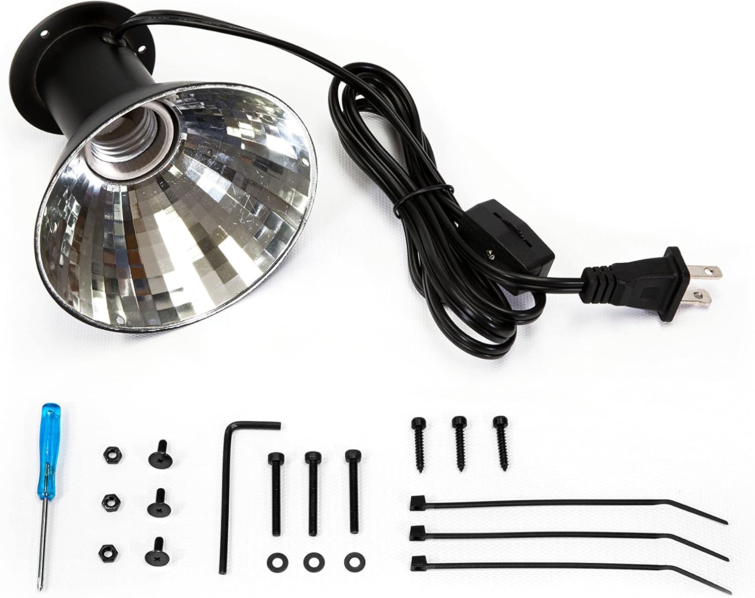 CAROLINACUSTOMCAGES Reptile Mini-Ceramic Heat Emitter Dome Fixture with 54" AC Cord and Switch