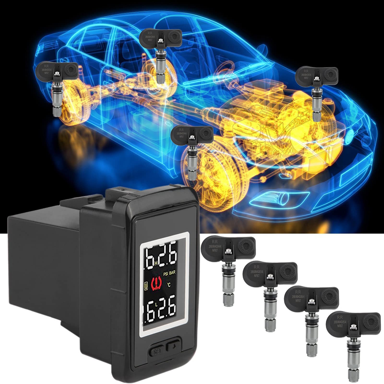 Tbest TPMS di Monitoraggio della Pressione dei Pneumatici Schermata a Colori Avanzato in Tempo Reale Visualizza Temperatura Accurata a Ruote Previsione della Perdita di Perdita di
