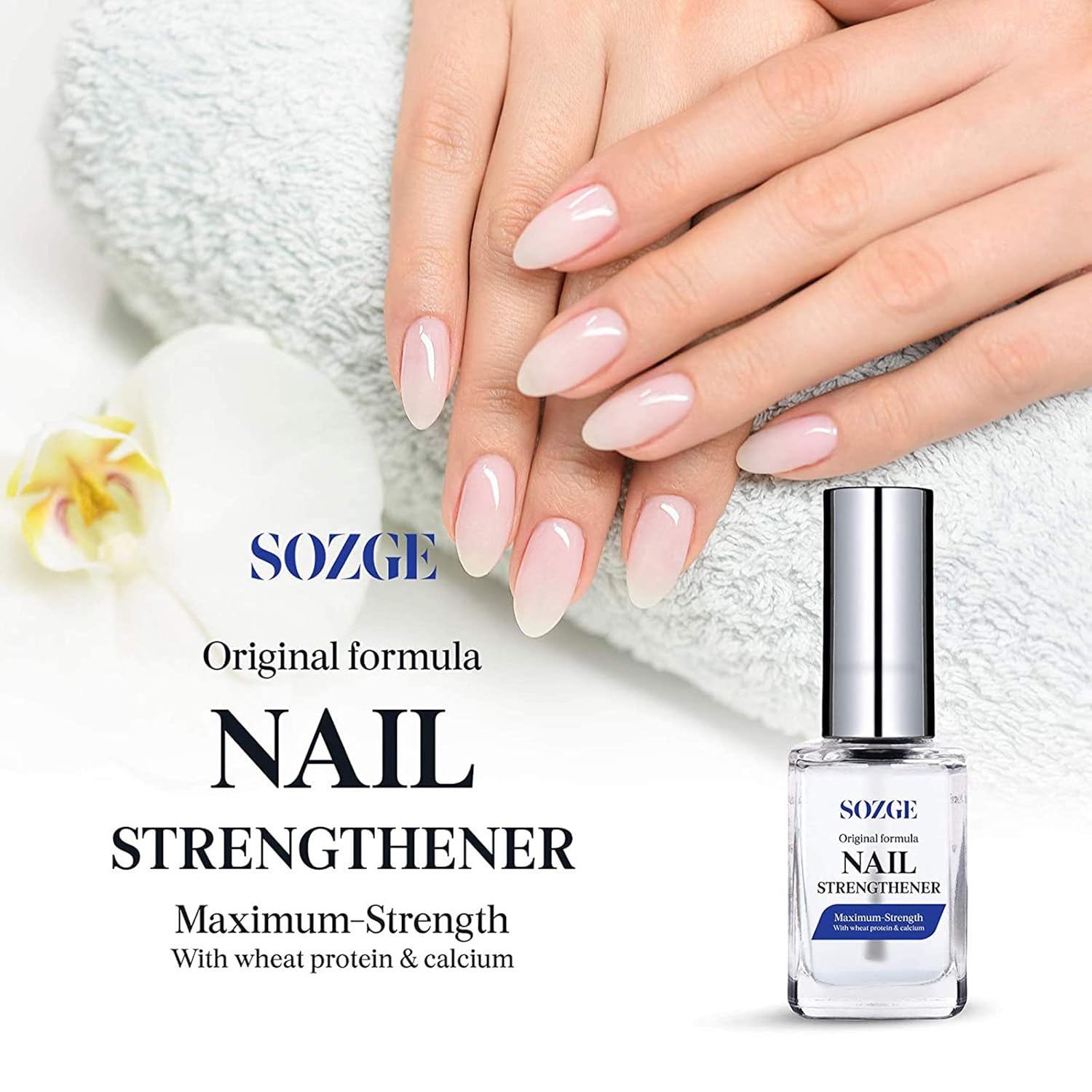 SOZGE Nail Strengthener for Treating Weak, Damaged Nails, Promotes Growth, Use as a Top Coat or Base Coat : Beauty & Personal Care