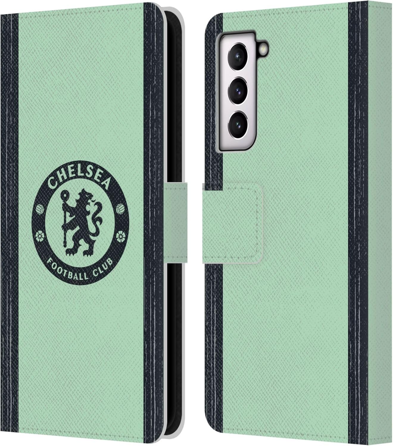 Head Case Designs Officially Licensed Chelsea Football Club Third 2023/24 Kit Leather Flip Case Compatible with Samsung Galaxy S21 5G