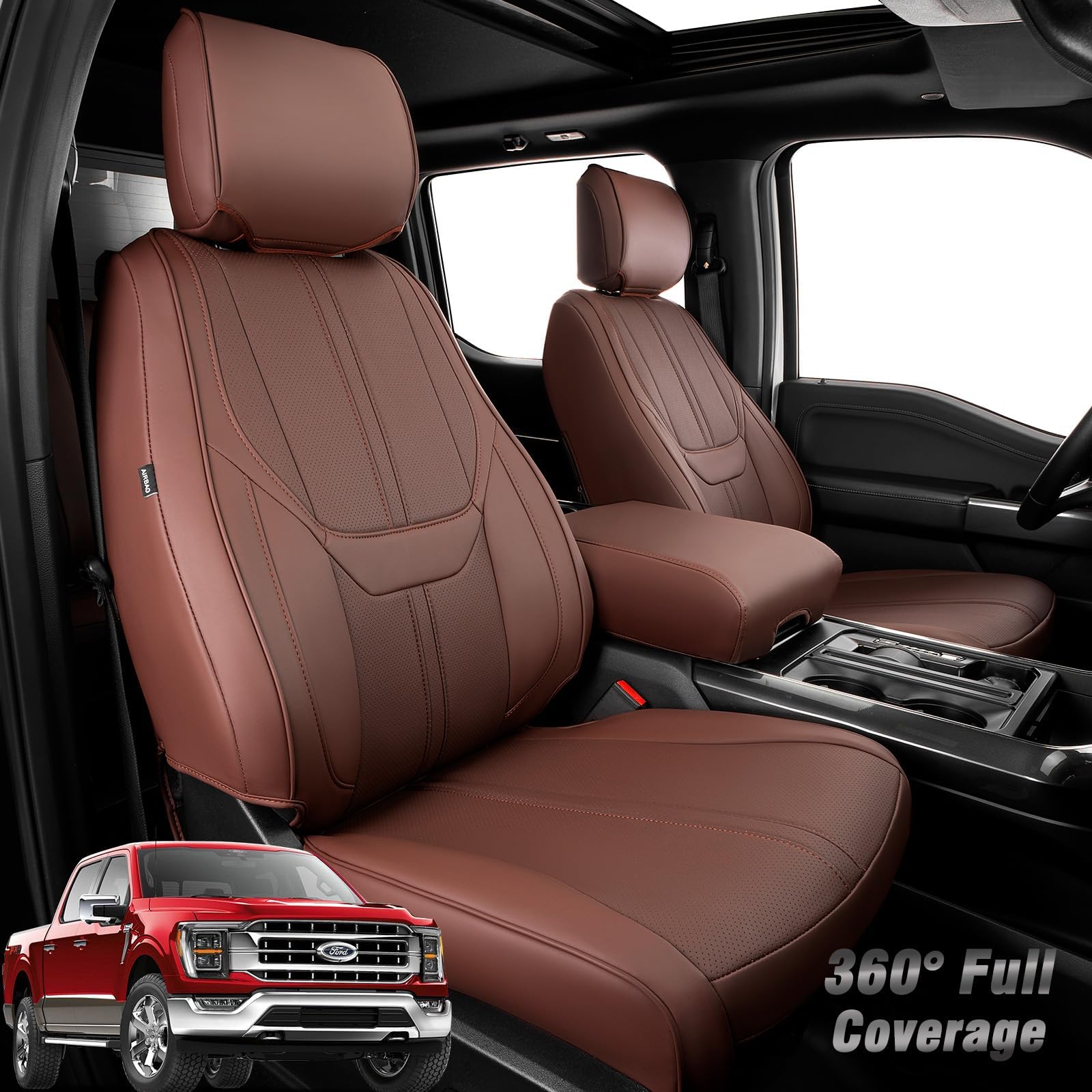 super cover for for ford f150 seat covers, full covered for 2015-2024 waterproof leather seat covers,for ford f150 truck accessories 2021 2022 2023 2024,only fit 1st row bucket seat supercrew (xl,xlt)