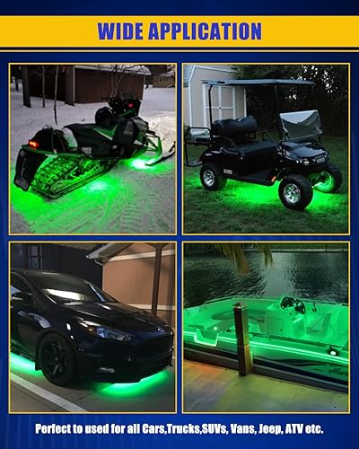 Miniatura 3 de Tira de luces LED verdes, tira de luz interior de 24 pulgadas y 12 V, IP68, impermeable, cortable para automóvil, motocicletas, barcos, carrito de