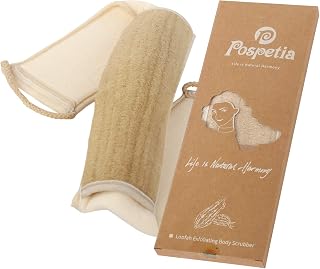 Exfoliating Natural Loofah Back Scrubber,100% Natural Loofah with Terry Cotton and Cotton Handle, Great for Exfoliating Deep Clean & Invigorate Your Skin, Good fro Men and Women, Best Choice of Gift.