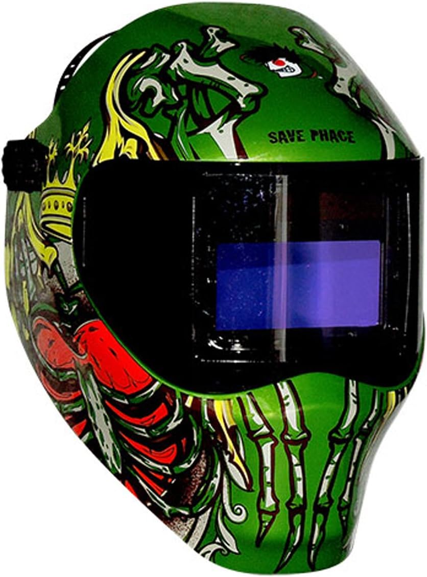 Save Phace Auto Darkening Welding Helmet Dead King RFP 40VizI2 Series - Ear to Ear Vision Welder Hood Grinding Mask with 4.3 x 3.5 Inch Internal Adjustable ADF for MIG/MAG/TIG/Plasma - 4 Sensors Solar