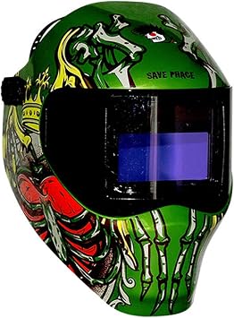 Save Phace Auto Darkening Welding Helmet Dead King RFP 40VizI2 Series - Ear to Ear Vision Welder Hood Grinding Mask with 4.3 x 3.5 Inch Internal Adjustable ADF for MIG/MAG/TIG/Plasma - 4 Sensors Solar