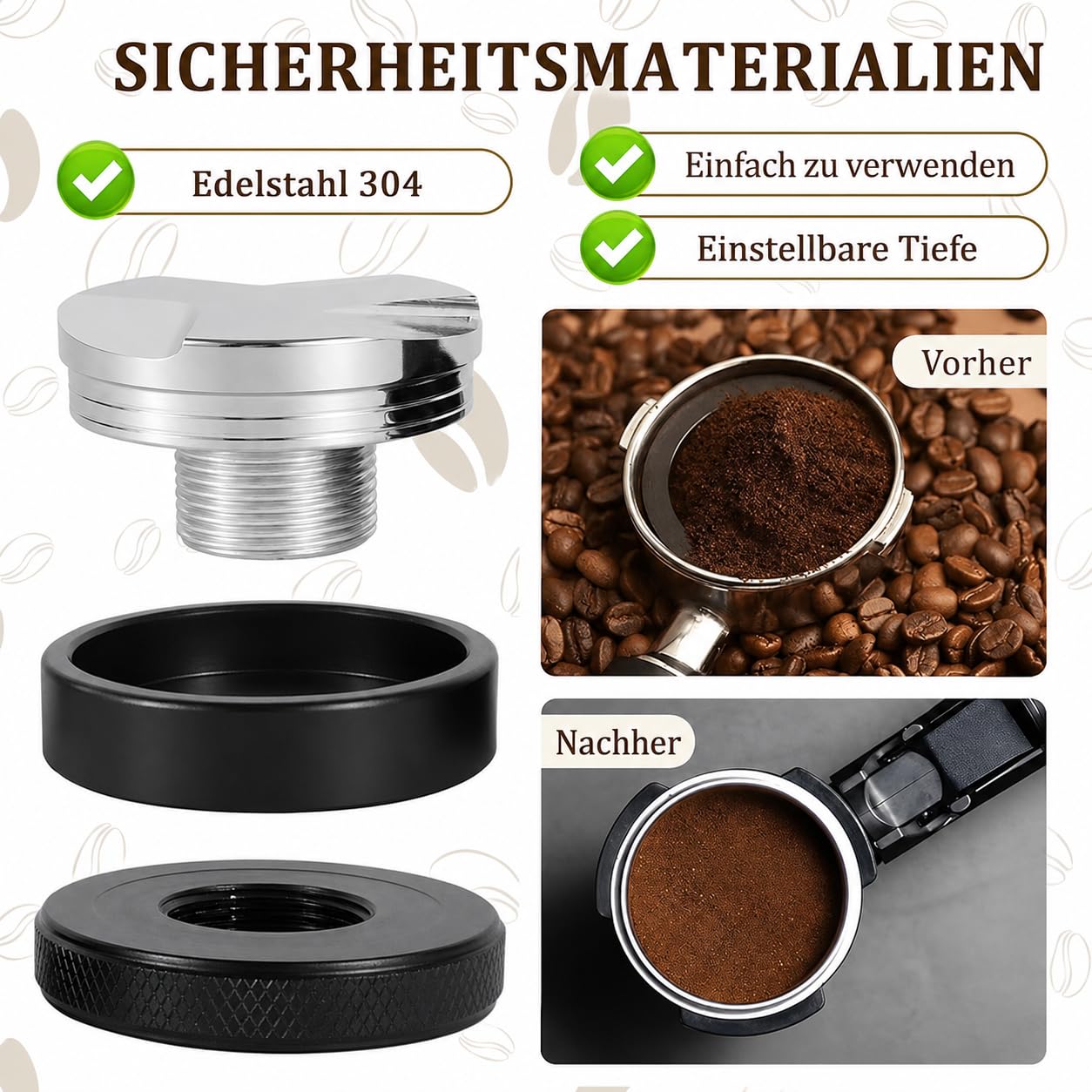 7 Stück Espresso Zubehör 51mm für Espressomaschine