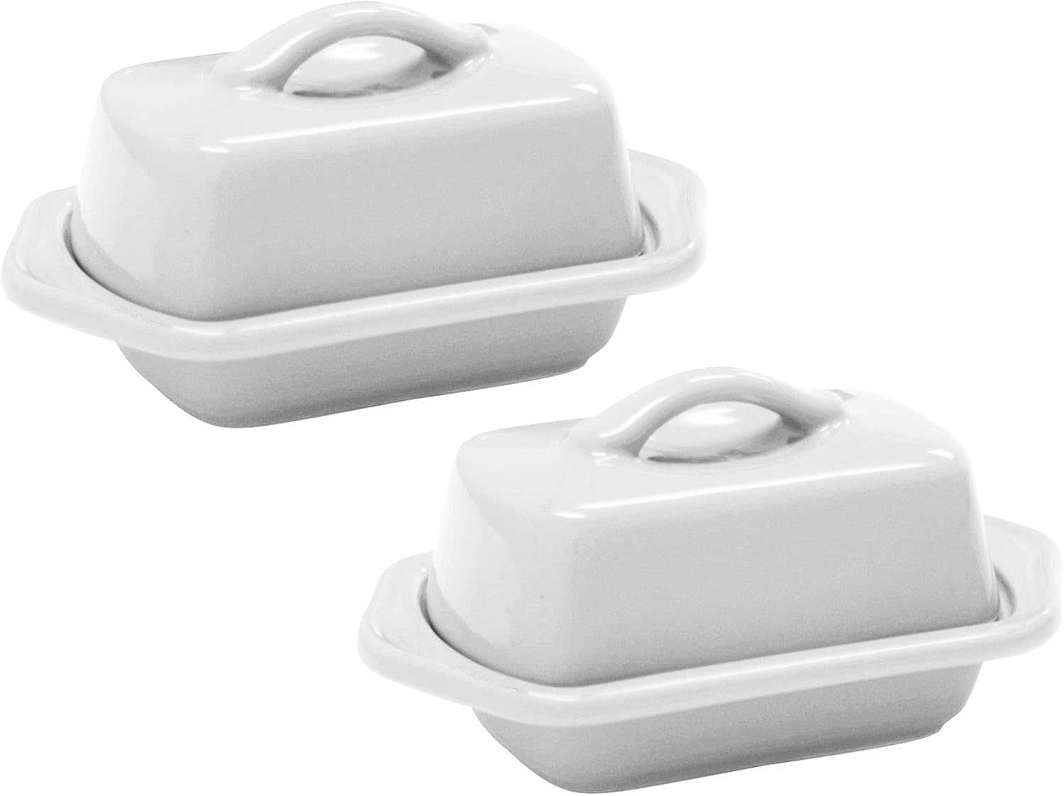Chantal Glossy White Stoneware Mini 5 Inch Butter Dish, Set of 2 Butter Dishes