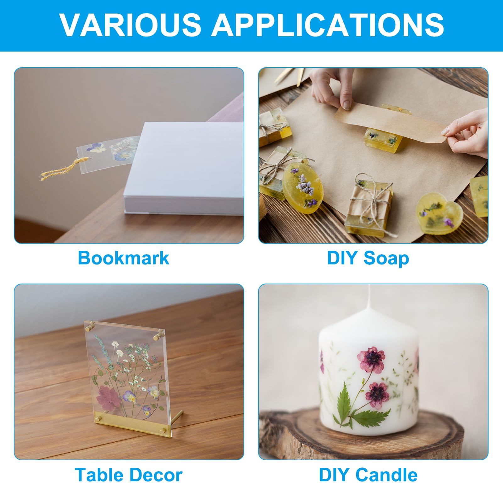 PATIKIL Fiore Pressato Essiccato, 60pz Per Creazioni In Resina Fai Da Te Unghie Artigianali Scrapbooking Gioielli 642991