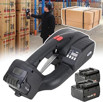 Electric Strapping Machine-Friction Welding,Automatic Pallet Strapping Machine with 3 in 1 Fully Automatic/Semi Automatic/Manual Mode,Charged Banding Machine for PP PET Straps