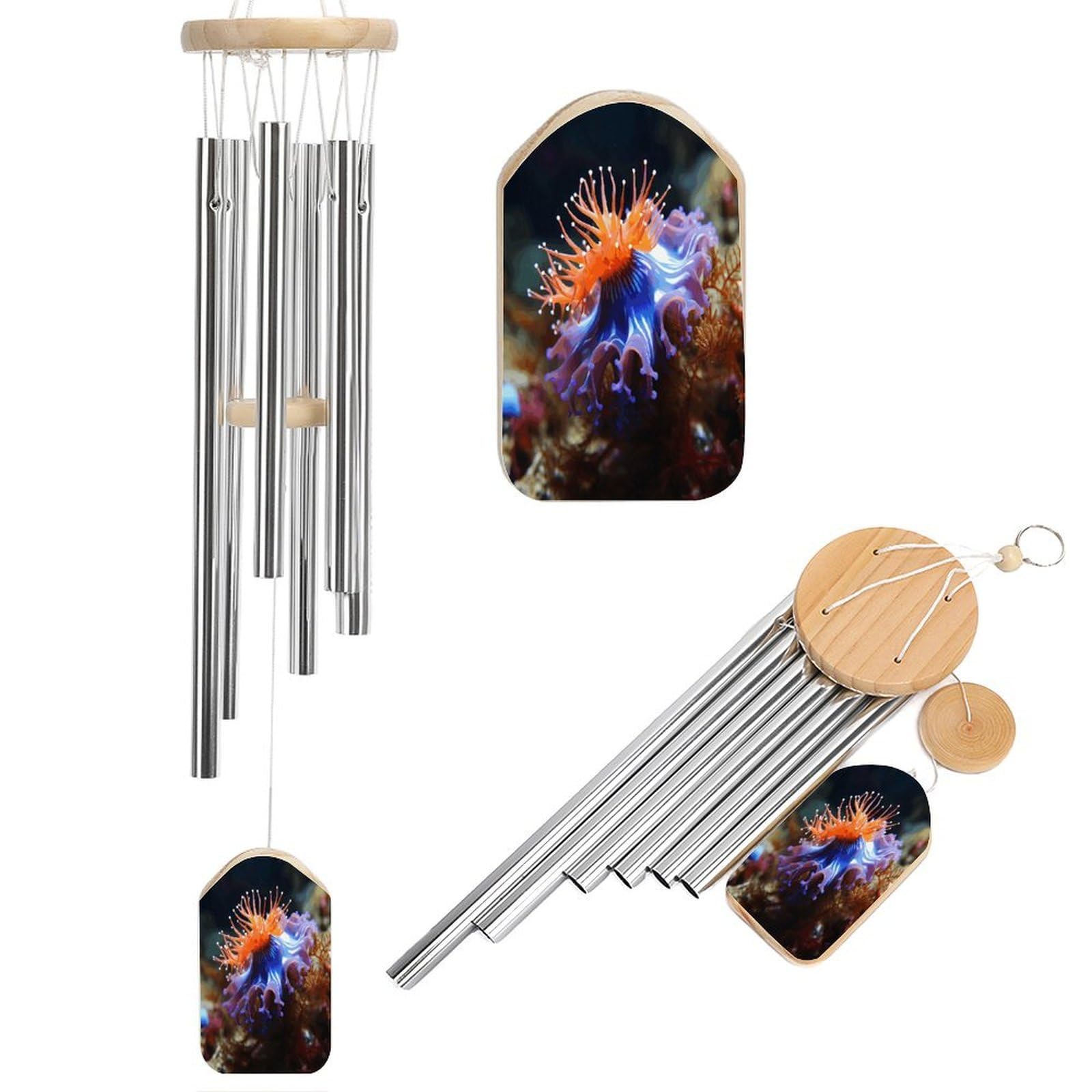 Nudibranch Wind Chimes for Outside Personalized Sympathy Wind-Chime with 6 Tuned Tubes Elegant Aluminium Wind Chimes Memorial Windchimes Best Gift 20.5"