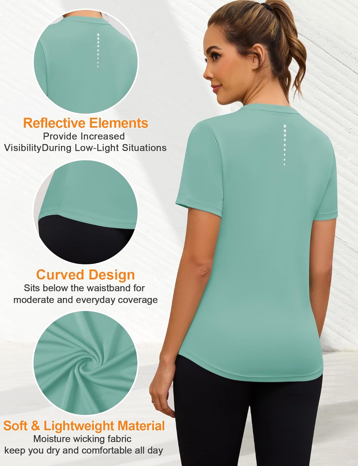 Blingfit Workout Tops for Women Short Sleeve Yoga Shirts Sports Gym Tshirts Quick Drying Running Top UPF 80+ Sun Protection - Image 5