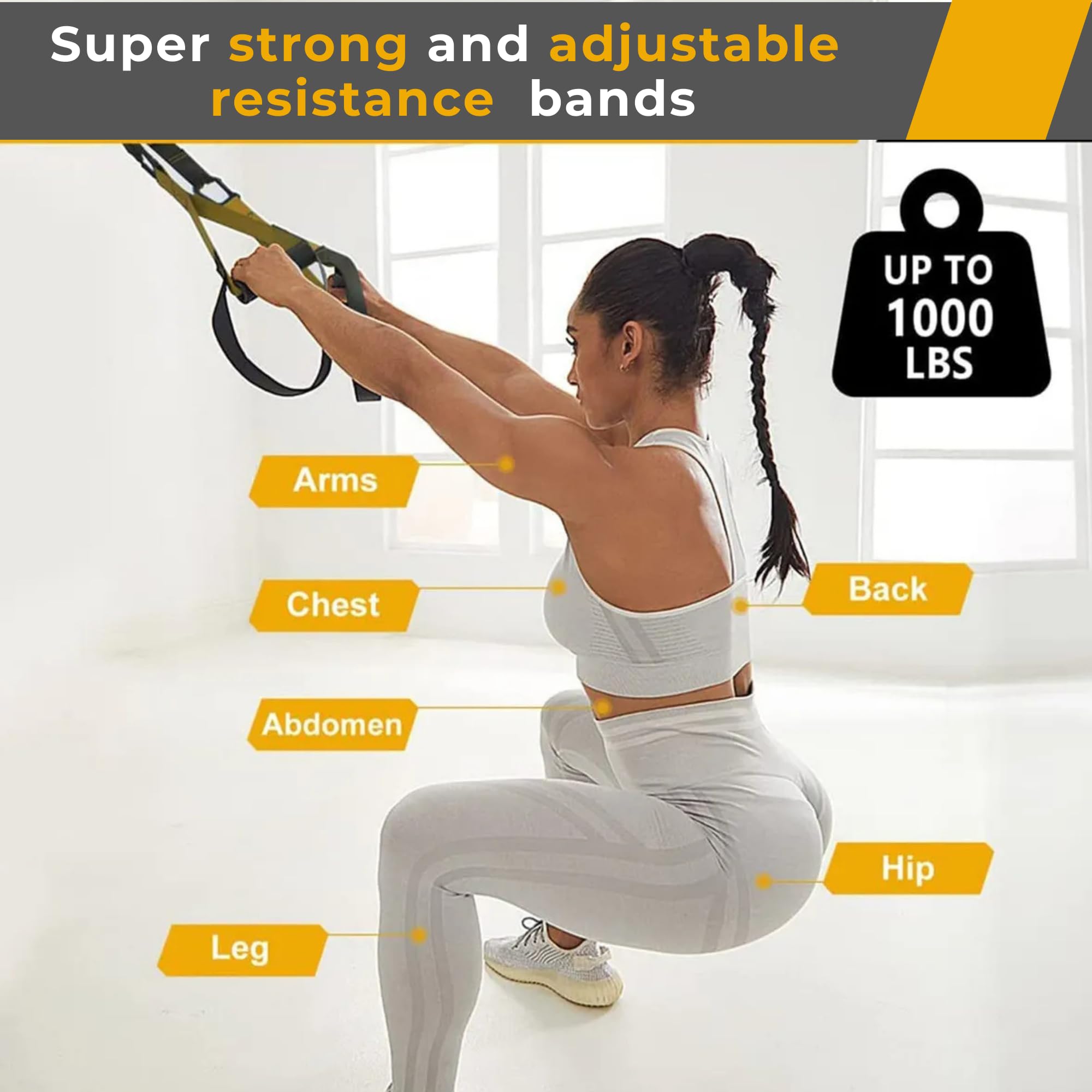 Schlingentrainer Set für Zuhause & Outdoor | Komplettes Suspension Training System mit Türanker, Verstellbare Gurte, Tragetasche | Ganzkörpertraining, Calisthenics Equipment, Fitness, Heimtraining